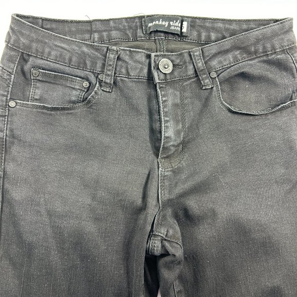 Monkey Ride Jeans Juniors Size 5 Black Skinny Denim Stretch Style P6004C Inseam - Picture 3 of 9
